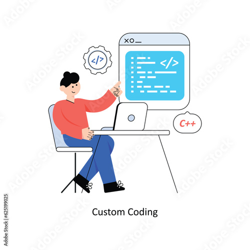 Custom Coding Flat Style Design Vector illustration. Stock illustration