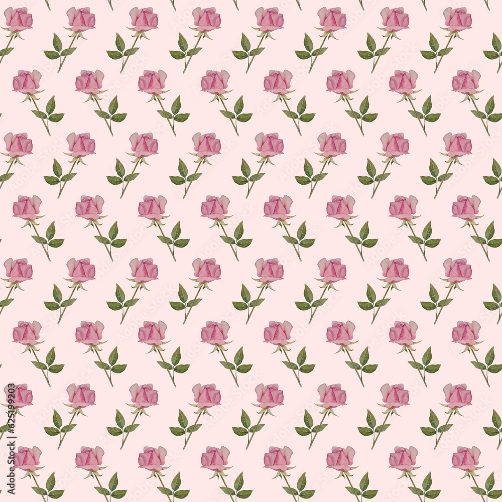 Seamless pattern with watercolor rose Seamless pattern with watercolor rose