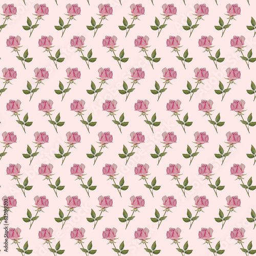 Wallpaper Mural Seamless pattern with watercolor rose Torontodigital.ca