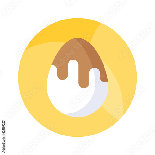Chocolate dipped egg icon, cacao egg vector isolated on white background