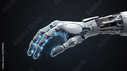 Robotic futuristic hand, future hand concept. Created with Generative Ai technology.