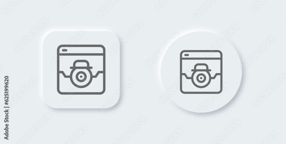 Spyware line icon in neomorphic design style. Cyber protection signs vector illustration. Spyware line icon in neomorphic design style. Cyber protection signs vector illustration.