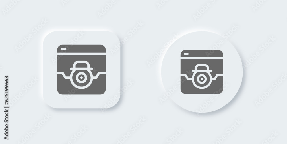 Spyware solid icon in neomorphic design style. Cyber protection signs vector illustration. Spyware solid icon in neomorphic design style. Cyber protection signs vector illustration.