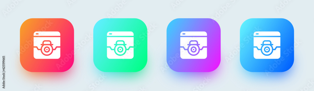 Spyware solid icon in square gradient colors. Cyber protection signs vector illustration. Spyware solid icon in square gradient colors. Cyber protection signs vector illustration.