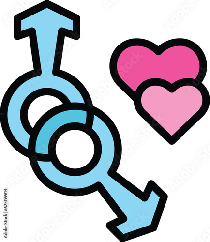 Love stereotype icon outline vector. Gender discrimination. Nontraditional family color flat