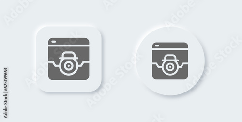 Spyware solid icon in neomorphic design style. Cyber protection signs vector illustration.