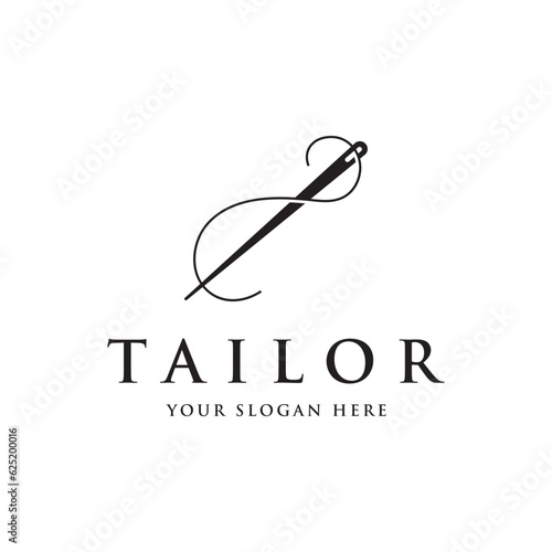 Tailor logo template design with needle and thread concept.Logo for tailor,clothing,boutique.