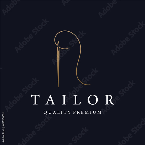 Tailor logo template design with needle and thread concept.Logo for tailor,clothing,boutique.