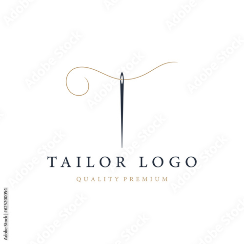 Tailor logo template design with needle and thread concept.Logo for tailor,clothing,boutique.