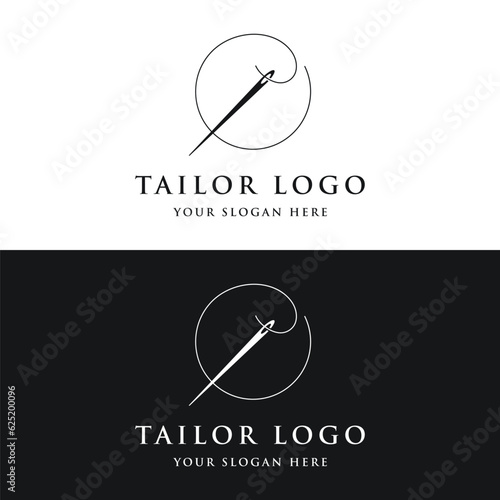 Tailor logo template design with needle and thread concept.Logo for tailor,clothing,boutique.