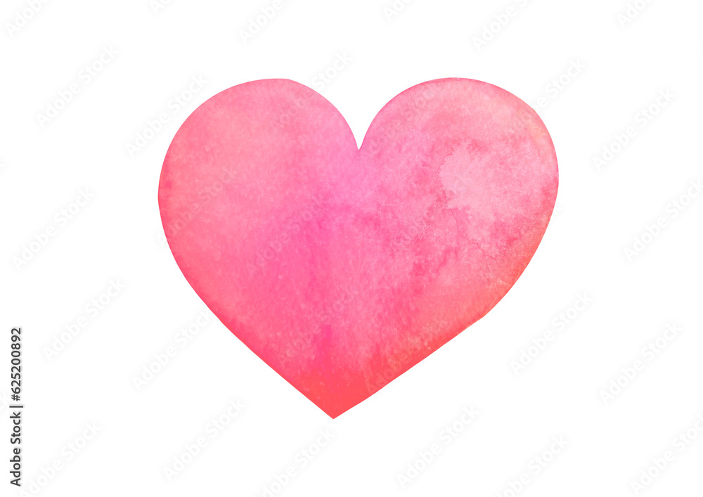 pink neat watercolor heart on a transparent background. Cute  clipart hand drawn illustration. Concept - romantic relationship, Love, Valentine's Day, life, art
