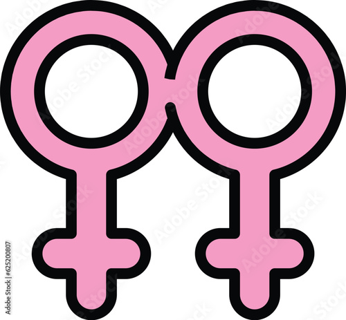 Lgbt stereotype icon outline vector. Gender discrimination. Couple equality color flat