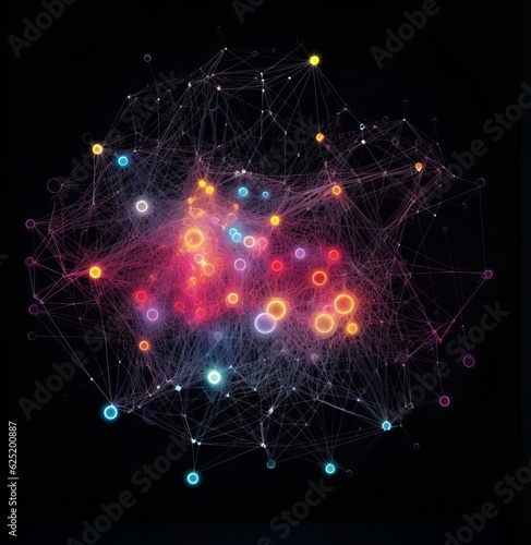  modern Network with nodes connected background. Technology concept AI