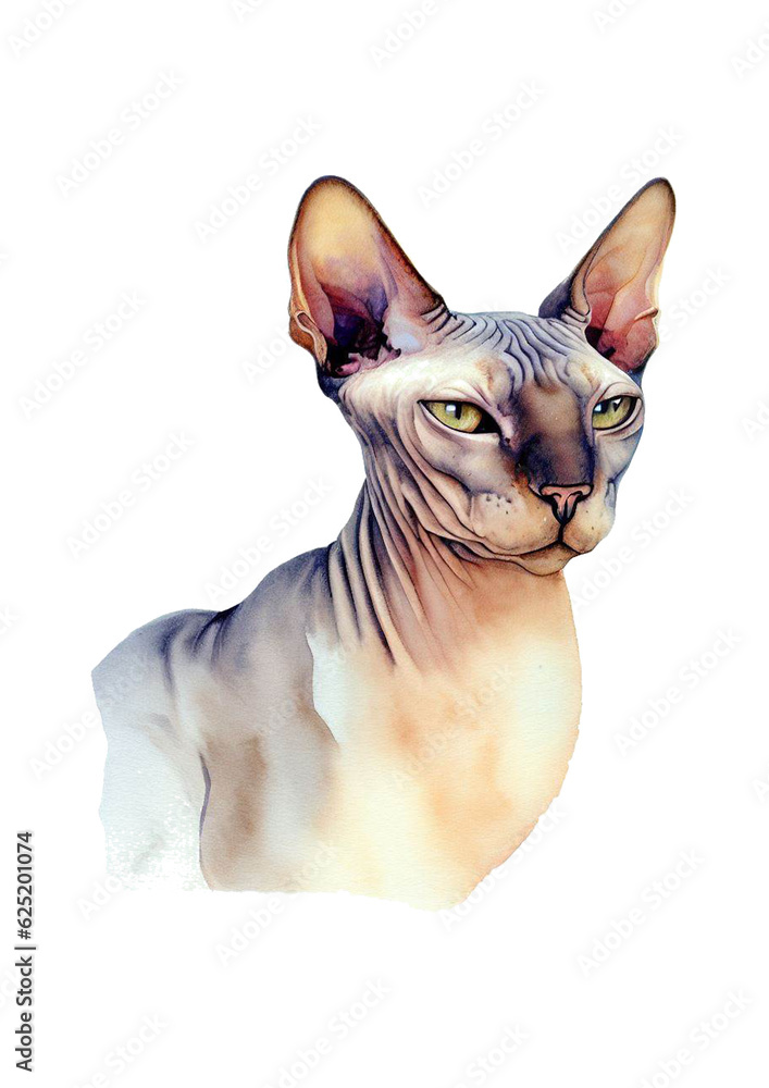 Sphinx cat watercolor