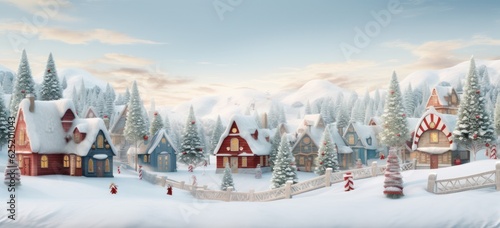 Fotografia Cute Christmas houses in snowy village