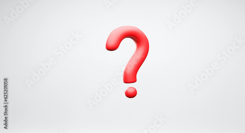 3d render icon red question mark vector Illustration on white background