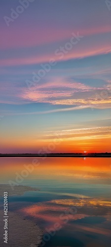 Serene sunset over a calm lake,Wallpaper full screen HD,