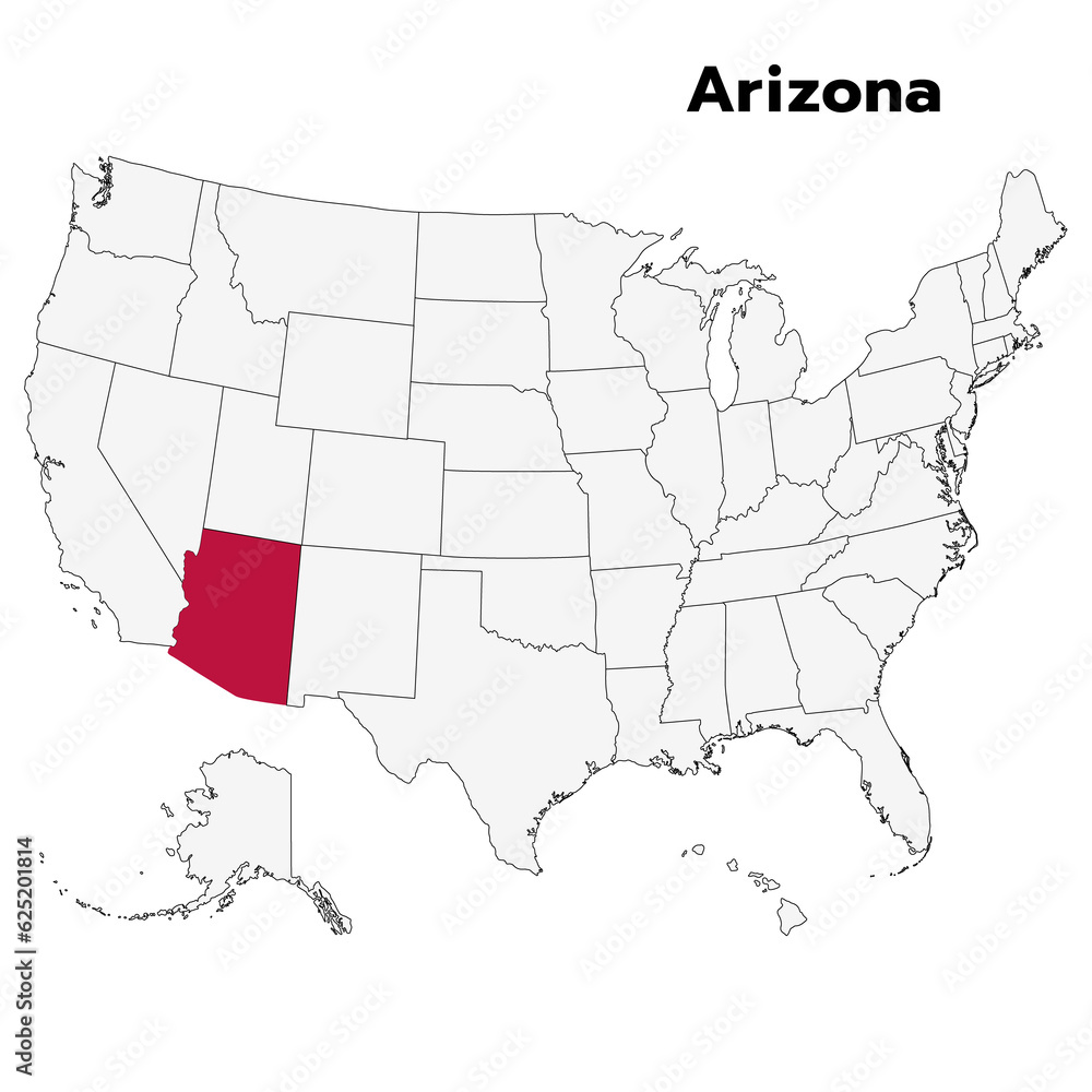 Arizona map. USA flag. USA map 