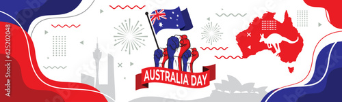 australia day banner with fist and flag