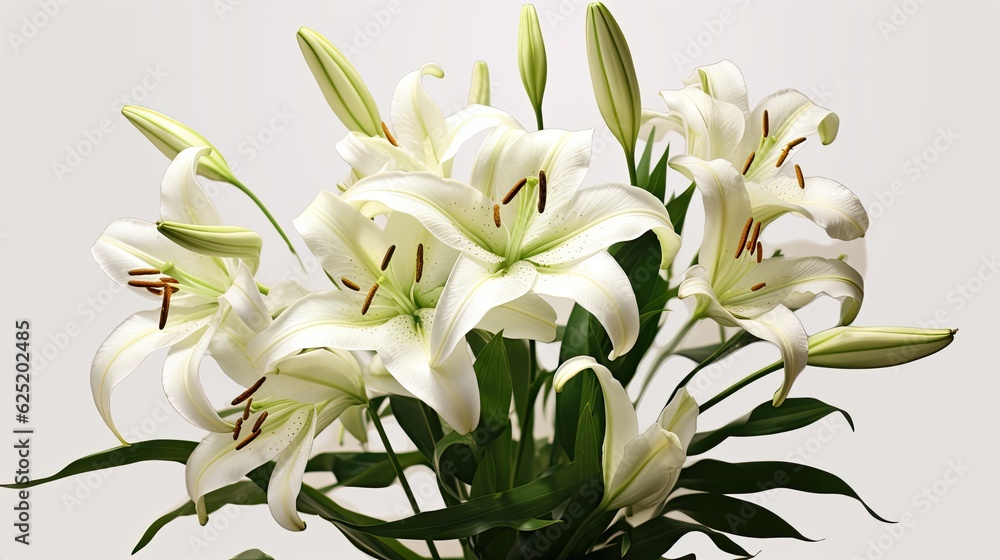 Fototapeta premium Graceful lilies photo realistic illustration - Generative AI.