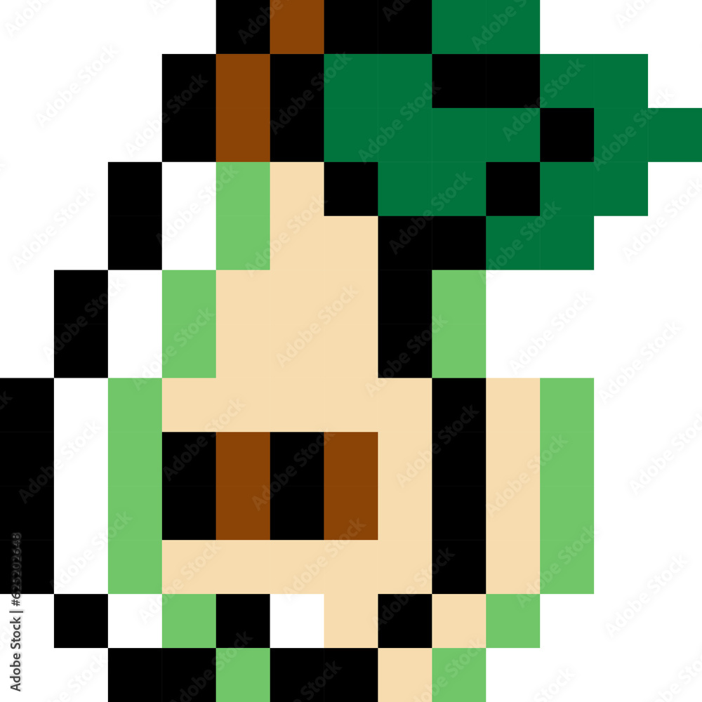 Avocado cartoon icon in pixel style. Avocado cartoon icon in pixel style.