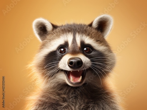 Funny Raccoon Portrait, A Beautiful and Cute Young Mammal in its Natural Habitat, Generative AI © Phanida