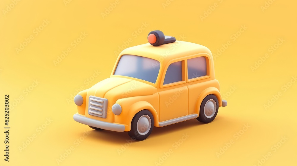 Yellow taxi 3d render style
