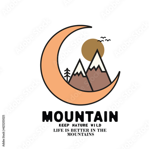 Mountain and Camping Life illustration, outdoor adventure , Vector graphic for t shirt and other uses.
