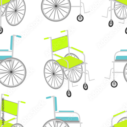 Vector seamless pattern with wheelchair for disabled