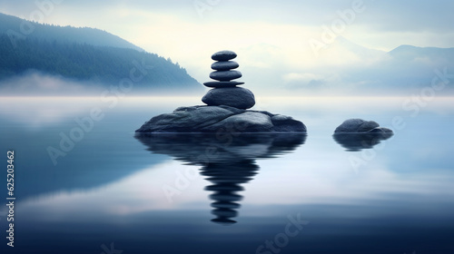 zen stones on the beach HD 8K wallpaper Stock Photographic Image 