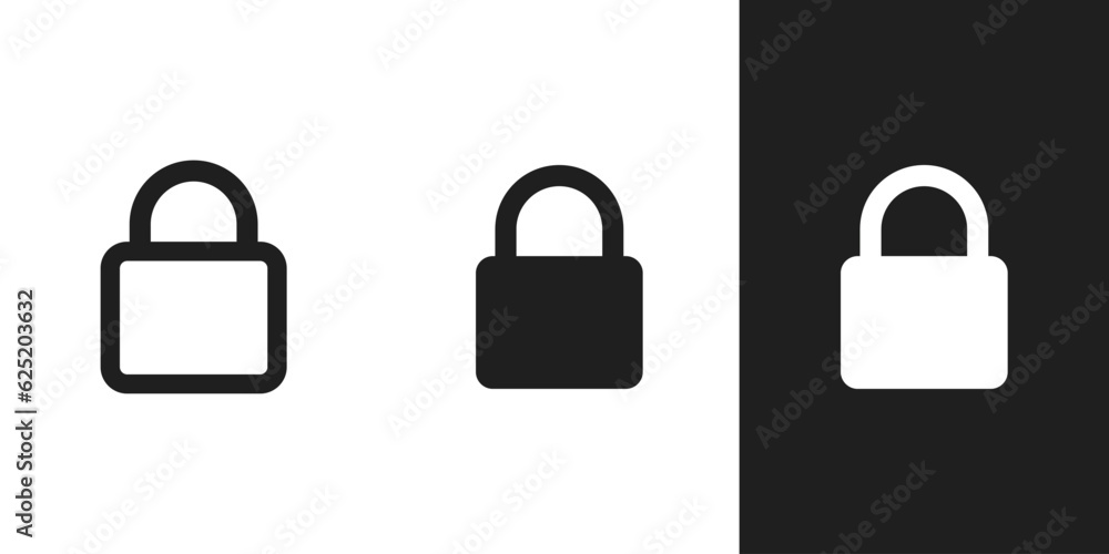 Flat simple lock padlock icon in 3 form background Flat simple lock padlock icon in 3 form background