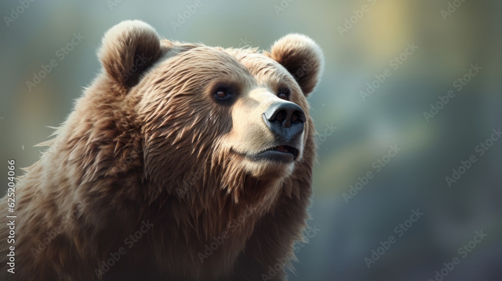 Fototapeta premium Ursus Portrait, A Majestic Illustration of a Dangerous Grizzly Bear, Generative AI