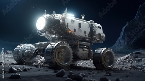 Surface of the moon, Astronaut Lunar Rover. Created with Generative Ai technology.