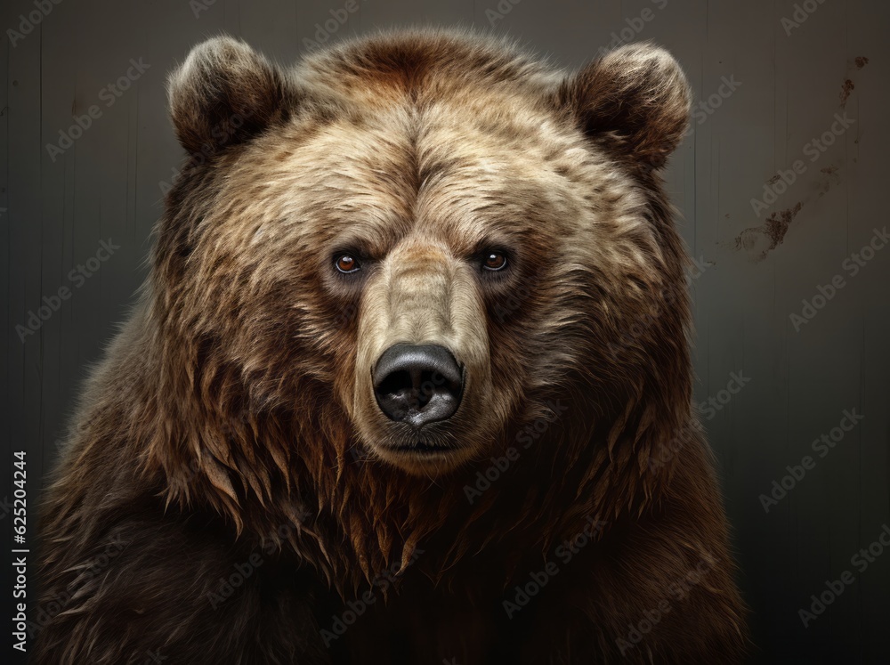 Ursus Portrait, A Majestic Illustration of a Dangerous Grizzly Bear, Generative AI