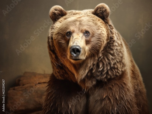 Ursus Portrait, A Majestic Illustration of a Dangerous Grizzly Bear, Generative AI © Phanida