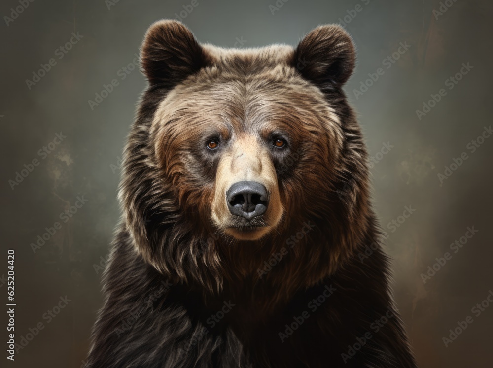 Ursus Portrait, A Majestic Illustration of a Dangerous Grizzly Bear, Generative AI Ursus Portrait, A Majestic Illustration of a Dangerous Grizzly Bear, Generative AI