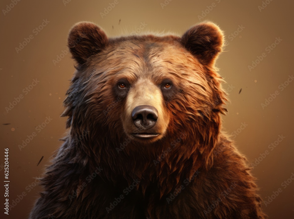 Ursus Portrait, A Majestic Illustration of a Dangerous Grizzly Bear, Generative AI Ursus Portrait, A Majestic Illustration of a Dangerous Grizzly Bear, Generative AI