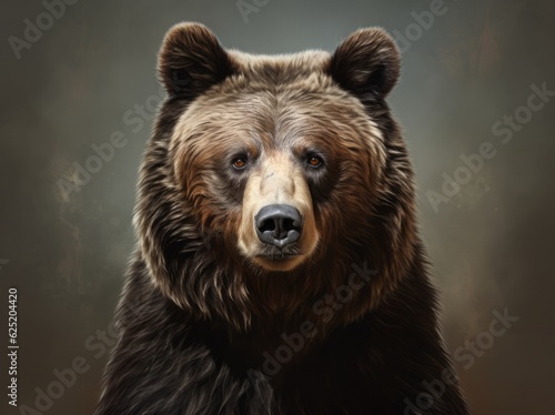 Ursus Portrait, A Majestic Illustration of a Dangerous Grizzly Bear, Generative AI