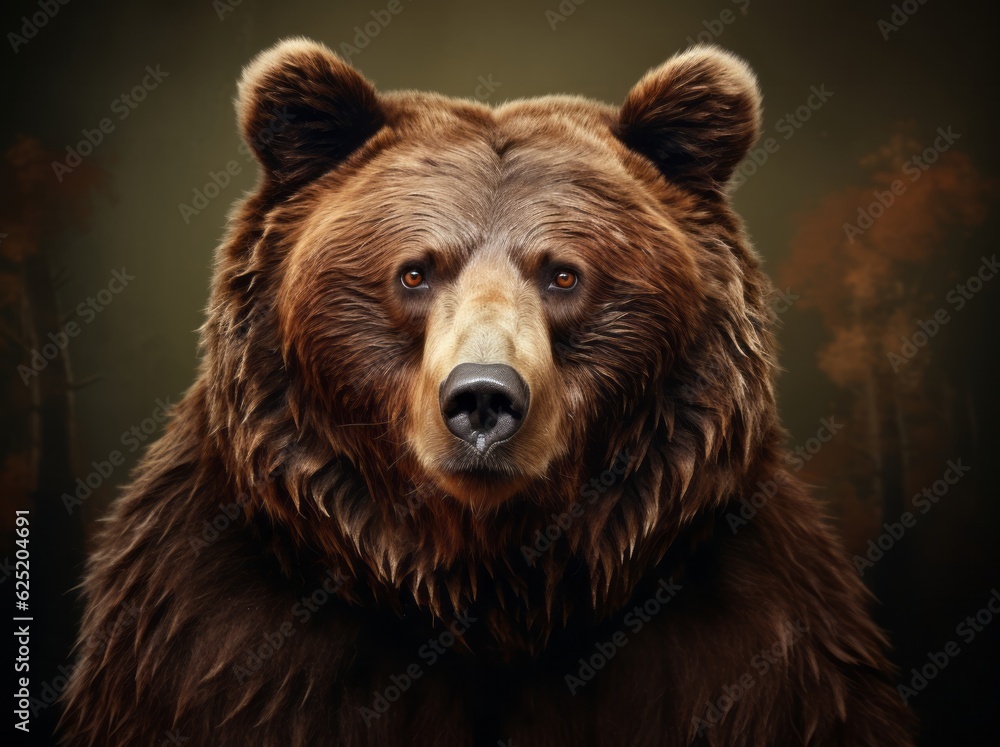 Fototapeta premium Ursus Portrait, A Majestic Illustration of a Dangerous Grizzly Bear, Generative AI