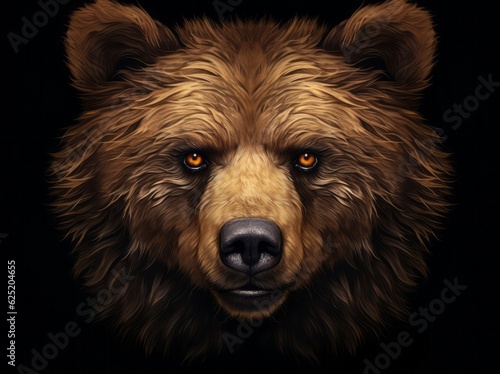 Ursus Portrait, A Majestic Illustration of a Dangerous Grizzly Bear, Generative AI © Phanida