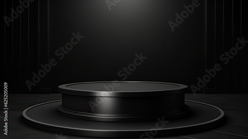 Black podium on black background