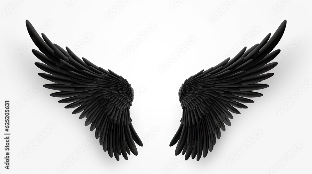 Obraz premium Black wing isolated on white background