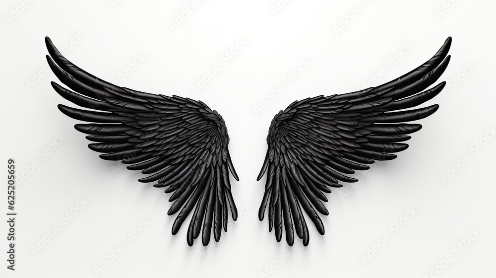 Obraz premium Black wing isolated on white background