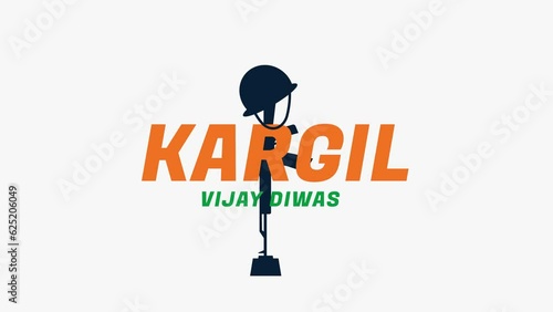 Kargil Vijay Diwas text animation. Annual holiday in India celebrated on Jule 26. Animated text on the white background. Great for the celebration of India society photo