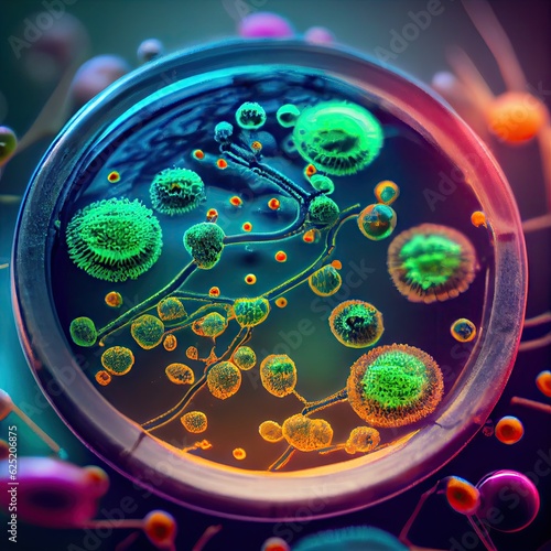 Viruses and bacteria, Microscope images of various viruses and bacteria.