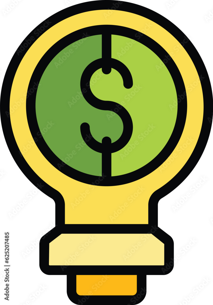 Money bulb icon outline vector. Dollar lightbulb. Idea energy color flat Money bulb icon outline vector. Dollar lightbulb. Idea energy color flat