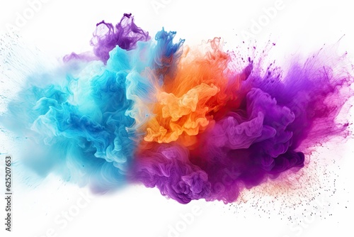 Colorful powder explosion on white background