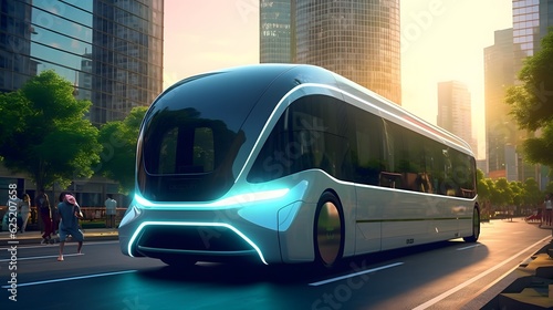 futuristic self-driving electric bus high technology