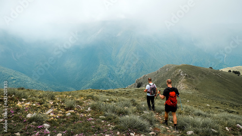 Two men trekking in mountains