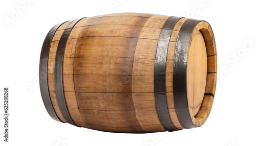 Wooden barrel isolated on transparent and white background. photo
